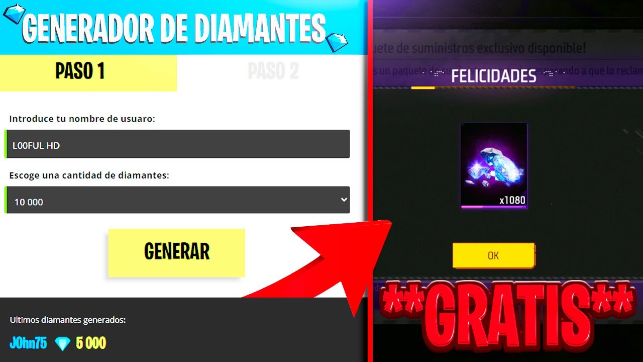 hay algun generador de diamantes para free fire